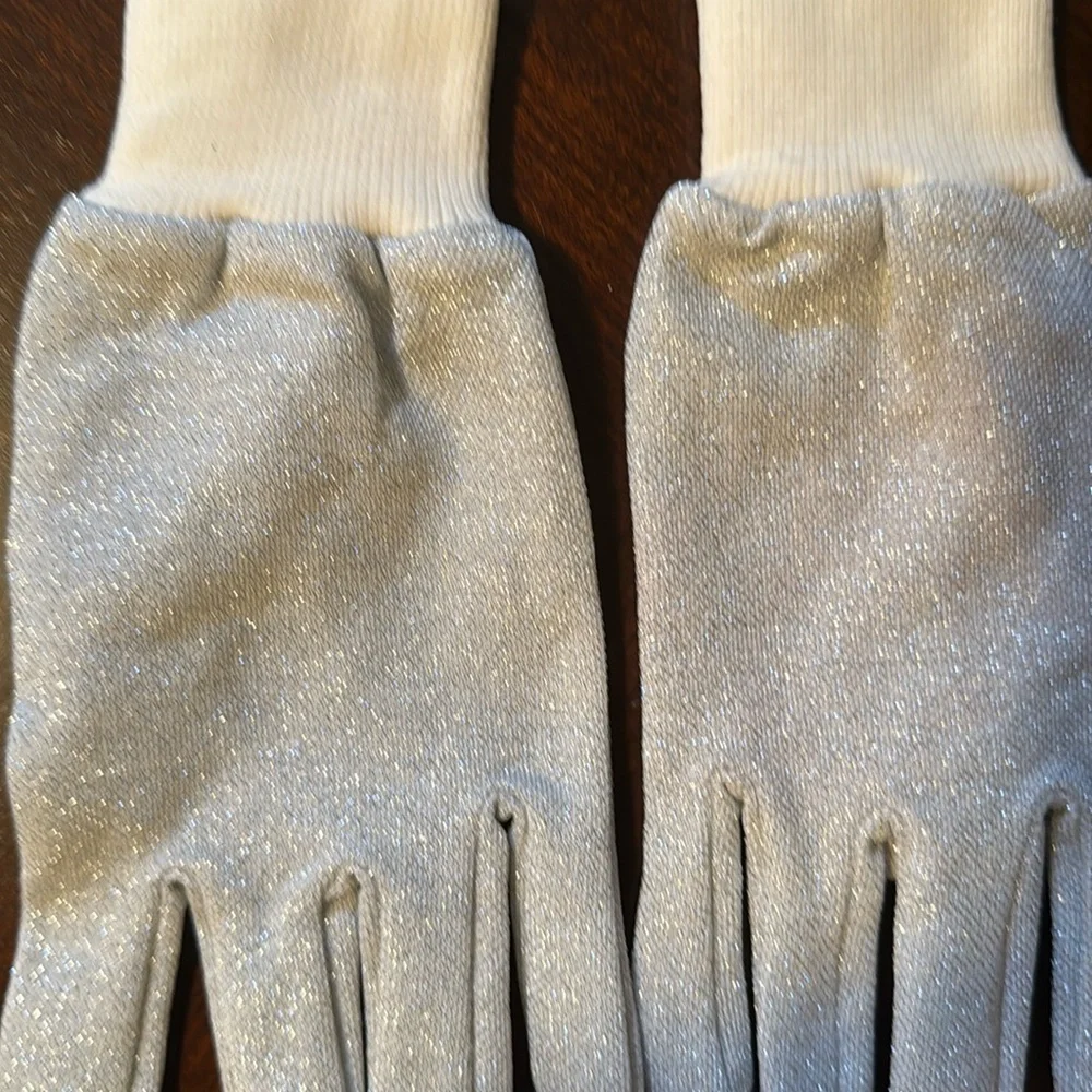 White & Silver Sparkle Gloves-See Photos For Measurements
